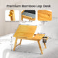 Foldable Bamboo Lap Laptop Desk Height Adjustable with 5 Angles Tilting Top and Storage Net