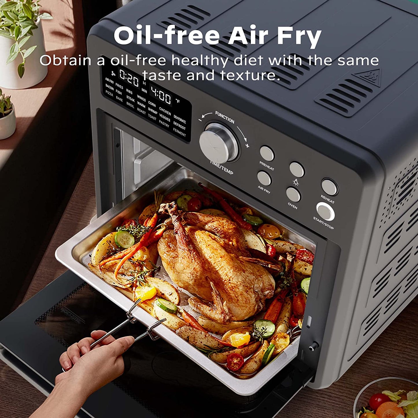 1600W 16QT Air Fryer Toaster Smart Oven 21-in-1 Countertop Convection with Dehydrate and Reheat