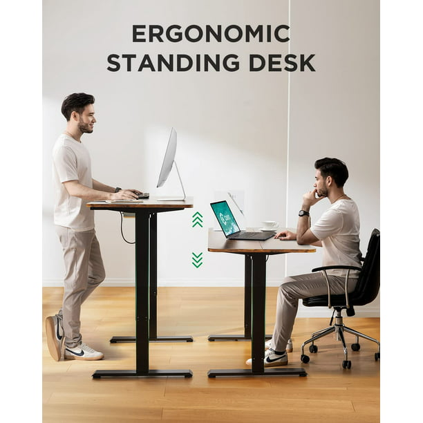 Kyspho Electric Standing Desk 55 x 24 Inches Height Adjustable, Stand Up Desk with Monitor Stand, Rustic - Walmart.com