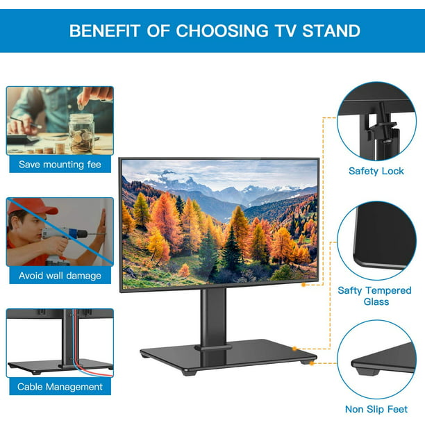 Universal TV Stand Table Top TV Base for 32 to 60 inch LCD LED OLED 4K Flat Screen TVs, Height Adjustable TV Stand Mount with Tempered Glass Base, Max 400x400mm,Holds up to 88lbs - Walmart.com