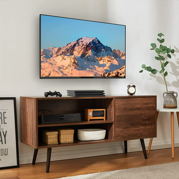 Retro TV Stand with Storage for TV up to 55 inch, Mid Century Modern TV Entertainment Center for Media Cable Box Gaming Consoles, Wood TV Console Table for Living Room Bedroom, Rustic Brown - Walmart.com