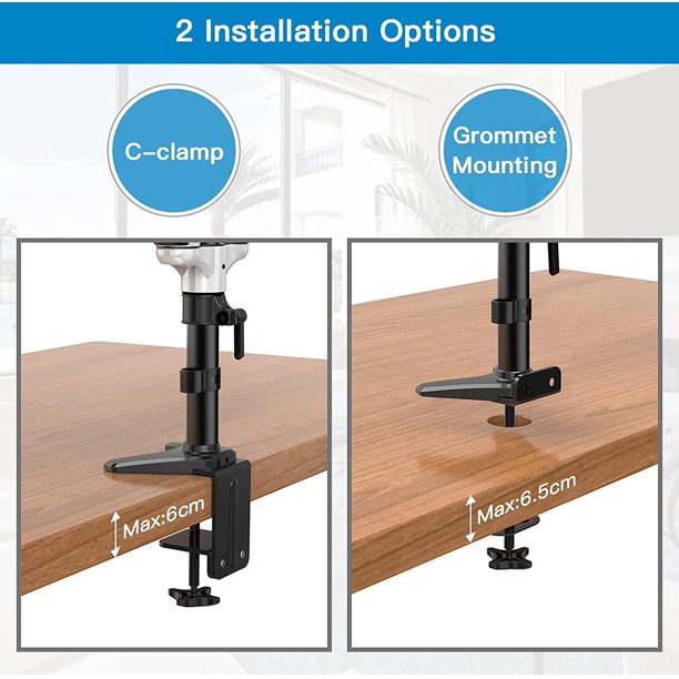 Dual Monitor Arm Stand, Height Adjustable Monitor Mount for Two 13 to 27 inch Flat, Curved Computer Screen, Double Gas Spring Desk Bracket with Clamp, Grommet Mounting Base