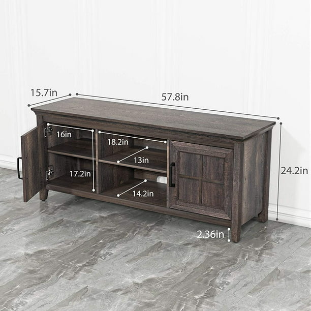 Media Console Table for TVs up to 65 inch, Wood TV Stand with Adjustable Storage Cabinet Entertainment Center for Living Room Farmhouse TV Table, Rustic - Walmart.com