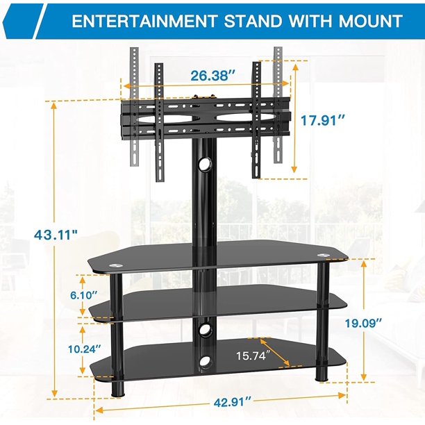 Height Adjustable Floor TV Stand Base for 32-75 inch TVs, Universal Corner TV Entertainment Stand with Storage Perfect for Media - Walmart.com