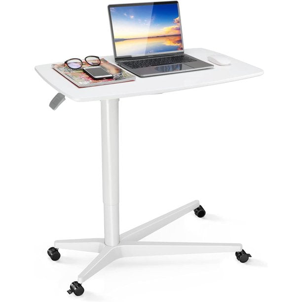 Height Adjustable Mobile Standing Desk, Laptop Desk with Gas Spring Riser, Stand up Desk Rolling Laptop Cart with Wheels for Offices, Home, Medical and School - Walmart.com