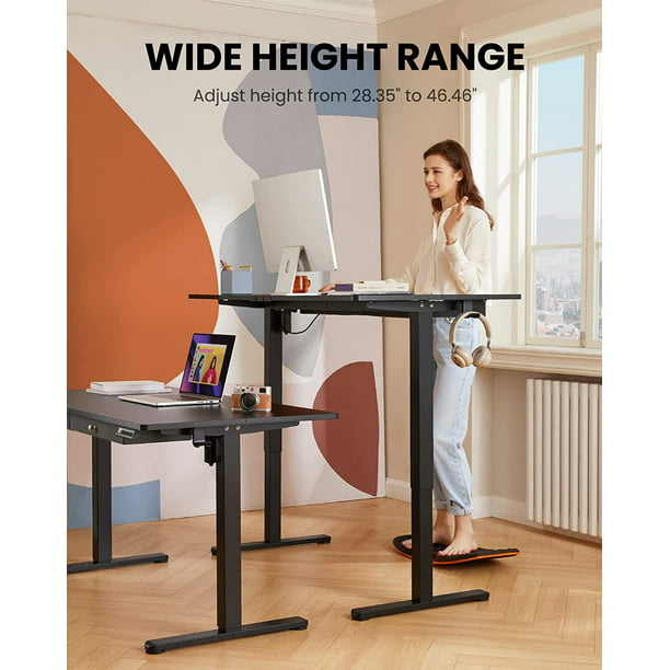 Kyspho djustable Height Electric Standing Desk with Double Drawers, 48x24 inches Sit Stand Up Desk Computer Workstation for Home Office, Black - Walmart.com