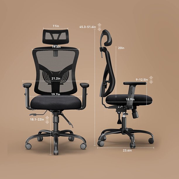 Home Office High Back Chair Mesh Lumbar Support, Swivel Computer Desk Chair with Adjustable Armrest, Max 300lbs - Walmart.com