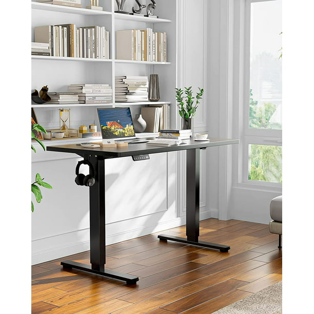 Home Office Electric Standing Desk 55 x 24 Inches, Height Adjustable Computer Stand Up Desk with Wheels, Memory Computer Workstation Table with Splice Board, Black - Walmart.com