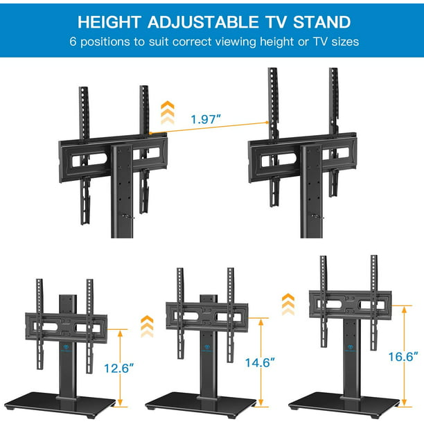 Universal TV Stand Table Top TV Base for 32 to 60 inch LCD LED OLED 4K Flat Screen TVs, Height Adjustable TV Stand Mount with Tempered Glass Base, Max 400x400mm,Holds up to 88lbs - Walmart.com