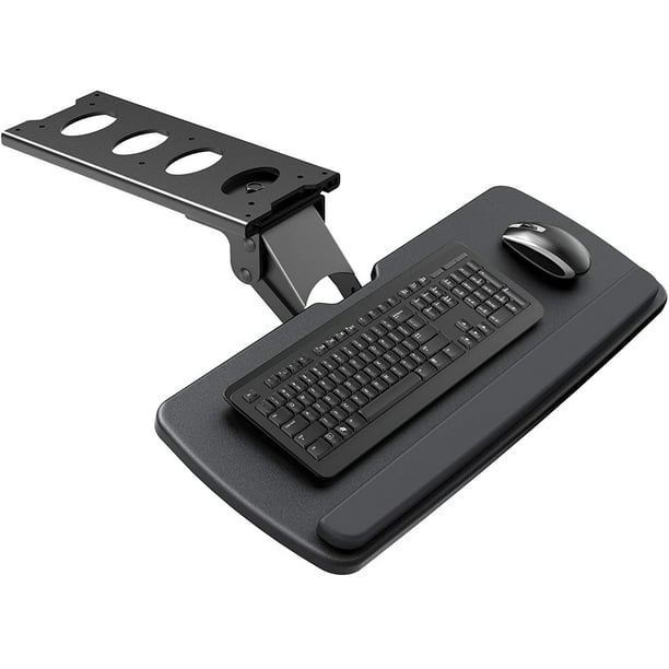 Keyboard Tray Under Desk, 360 Adjustable Ergonomic Sliding Keyboard Mouse Tray, Black