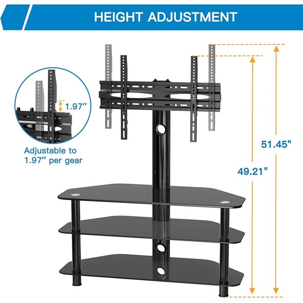 Height Adjustable Floor TV Stand Base for 32-75 inch TVs, Universal Corner TV Entertainment Stand with Storage Perfect for Media - Walmart.com