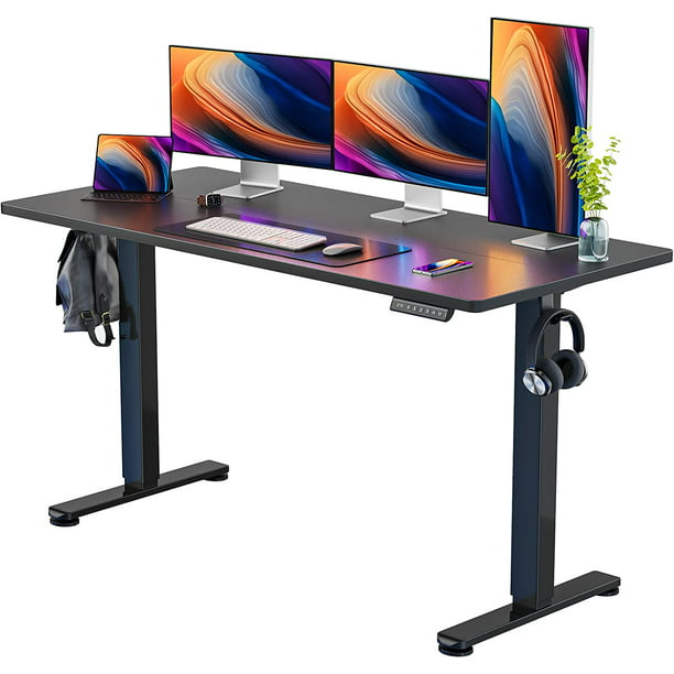 Height Adjustable Electric Standing Desk, 63x28 Inch Sit Stand up Desk, Large Memory Computer Home Office Desk, Black - Walmart.com