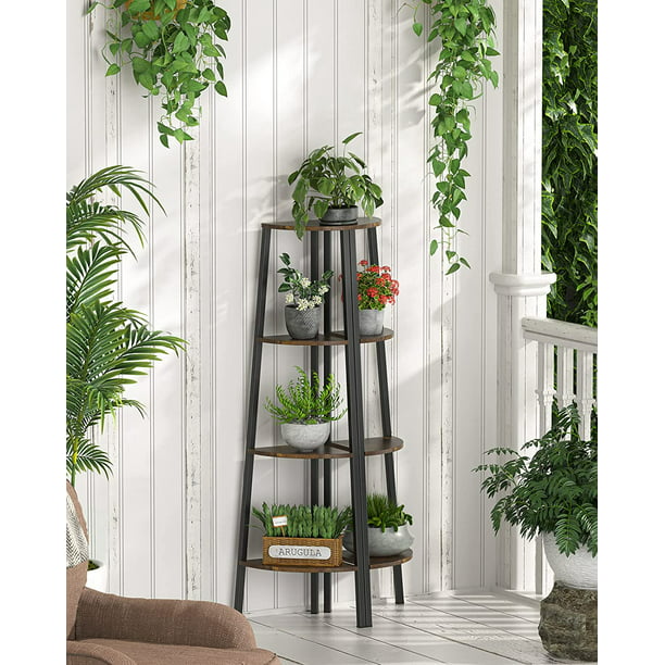 Corner Bookshelf, Corner Shelf Standing, Corner Storage Shelf Stand, Shelving Unit, Display Rack for Bedroom, Living Room, Office, Kitchen, Rustic Brown 4 Tier - Walmart.com