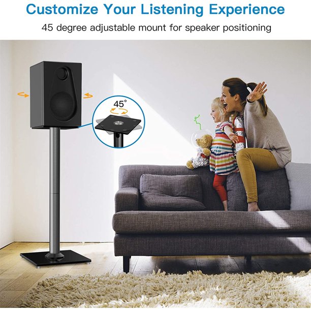 Universal Floor Speaker Stands 28 Inch for Surround Sound, Bookshelf Speakers Stands Hold up to 22lbs, 1 Pair