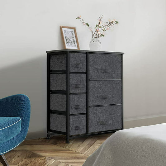 Storage Tower with 7 Drawers Fabric Dresser Drawer Organizer for Bedroom with Steel Frame, Wood Top, Easy Pull Drawer for Closet, Hallway, Entryway Black - Walmart.com