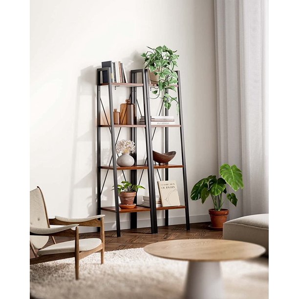 Ladder Shelf Bookcase, Bookshelf 4 Tier, Plant Flower Stand, Multipurpose Organizer Rack for Home, Office, Living Room, Balcony, Bedroom - Walmart.com