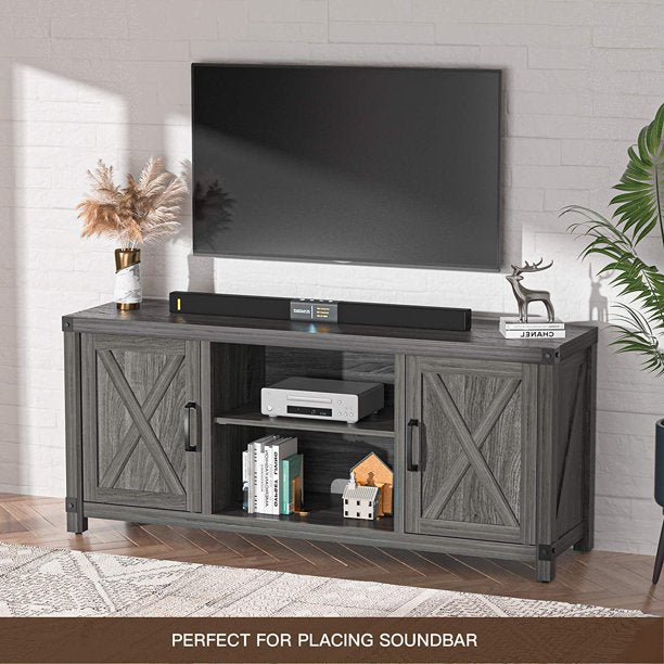 Console Cabinet with Media Shelves, Farmhouse Barn Door TV Stand for 65 inch with Storage, Entertainment Center for Living Room - Walmart.com