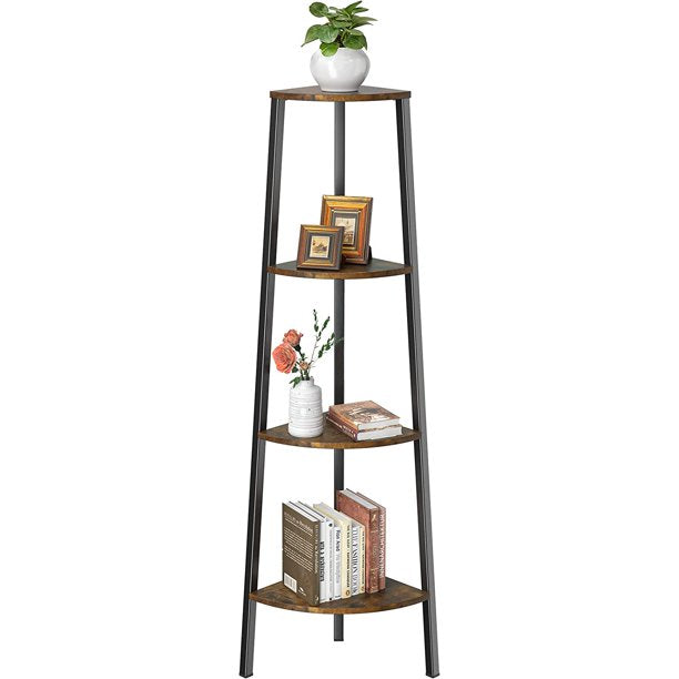 Corner Bookshelf, Corner Shelf Standing, Corner Storage Shelf Stand, Shelving Unit, Display Rack for Bedroom, Living Room, Office, Kitchen, Rustic Brown 4 Tier - Walmart.com