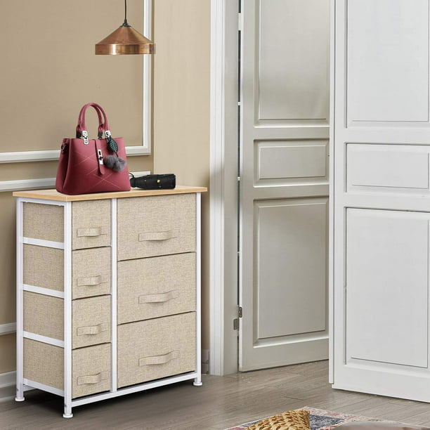 Fabric Dresser Storage Tower 7 Drawer , Dresser Chest with Wood Top and Easy Pull Handle, Organizer Unit for Closets, Bedroom, Nursery Room, Office - Walmart.com