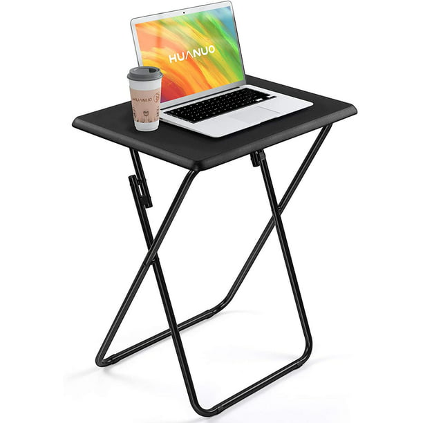 Folding TV Dinner Tray Table with No Assembly Required, Portable End Table for Eating, Foldable Snack Table for Bed Sofa, Black - Walmart.com