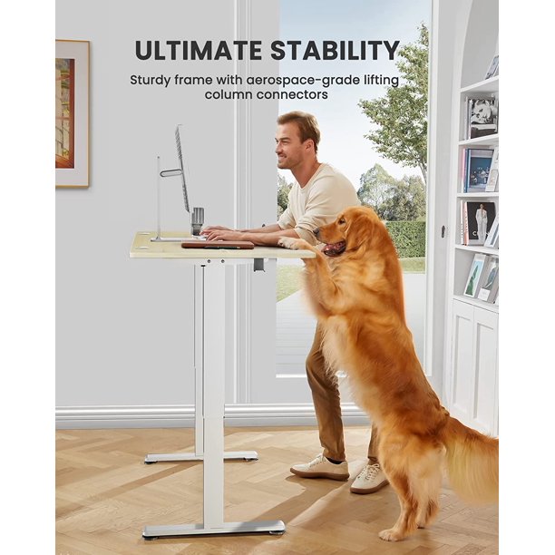 Height Adjustable Electric Standing Desk, 55 x 28 Inch Sit Stand up Desk, Memory Computer Home Office Desk, Natural - Walmart.com