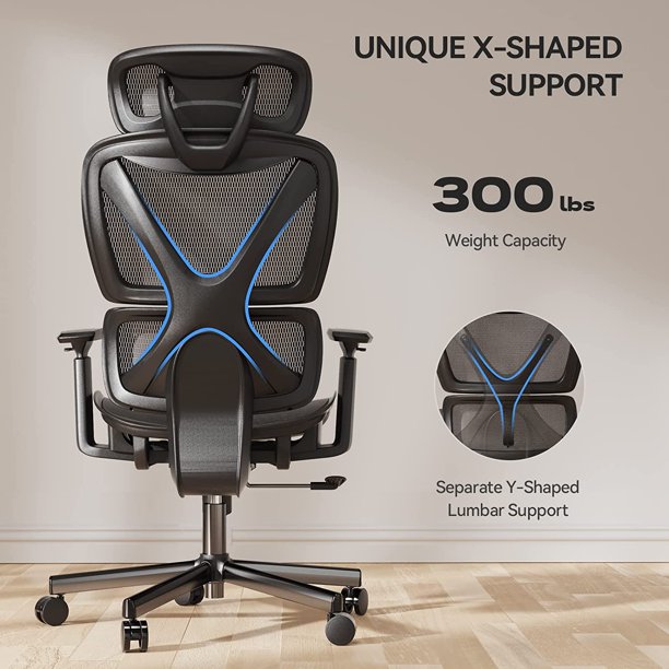 Ergonomic Home Office Chair, High Back Mesh Computer Desk Chair with Double Backrest and Adjustable Headrest, Task Chair with Lumbar Support, 3D Armrest - Walmart.com