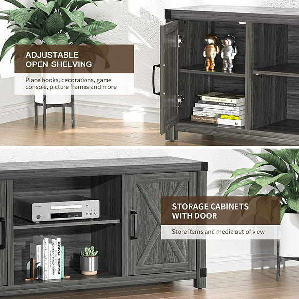 Console Cabinet with Media Shelves, Farmhouse Barn Door TV Stand for 65 inch with Storage, Entertainment Center for Living Room - Walmart.com