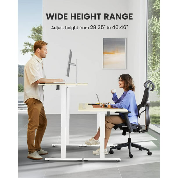 Height Adjustable Electric Standing Desk, 55 x 28 Inch Sit Stand up Desk, Memory Computer Home Office Desk, Natural - Walmart.com