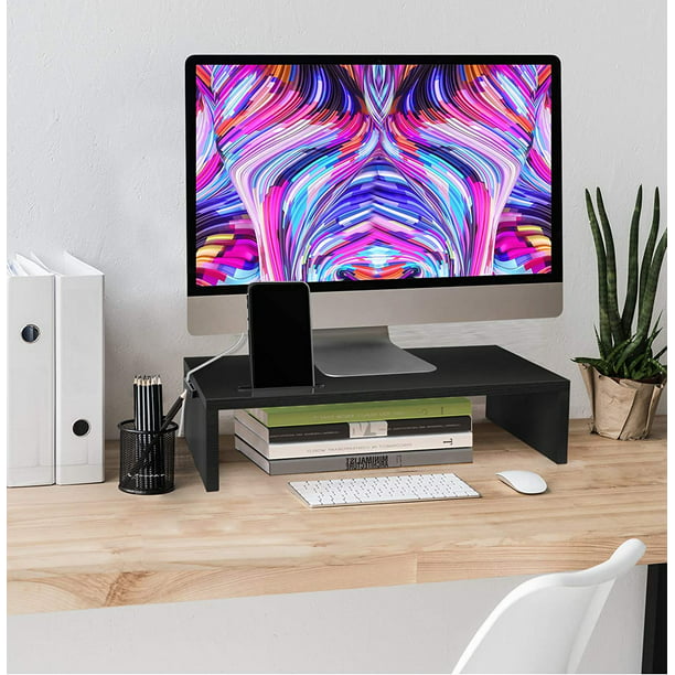 Monitor Stand Riser, Desk Organizer Stand for Laptop Computer, Desktop Printer Stand with Phone Holder and Cable Management, Versatile as Storage Shelf with Screen Holder