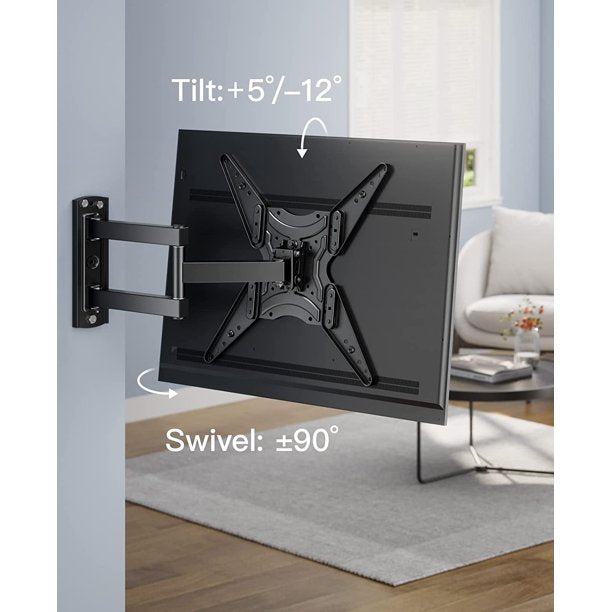 Full Motion TV Wall Mount for 26-55 inch TVs with Articulating Arms Swivels Tilt Extension, Wall Mount TV Brackets 400x400 Fits LED LCD OLED 4K TVs Up to 88 lbs