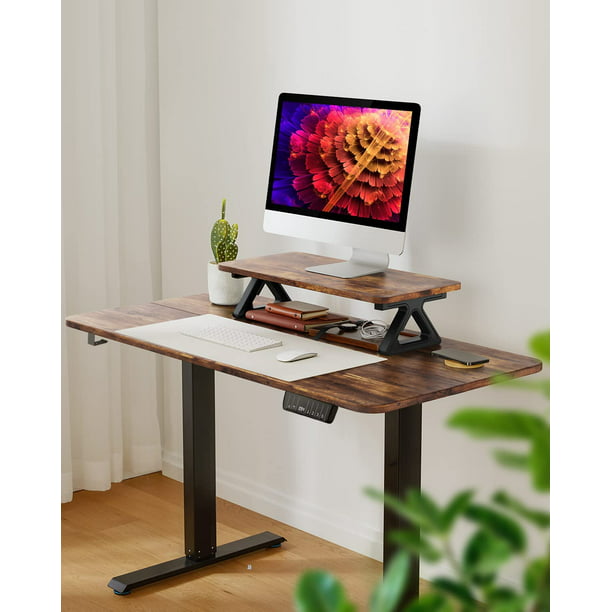 Kyspho Electric Standing Desk 48 x 24 Inches Height Adjustable, Stand Up Desk with Monitor Stand, Rustic - Walmart.com