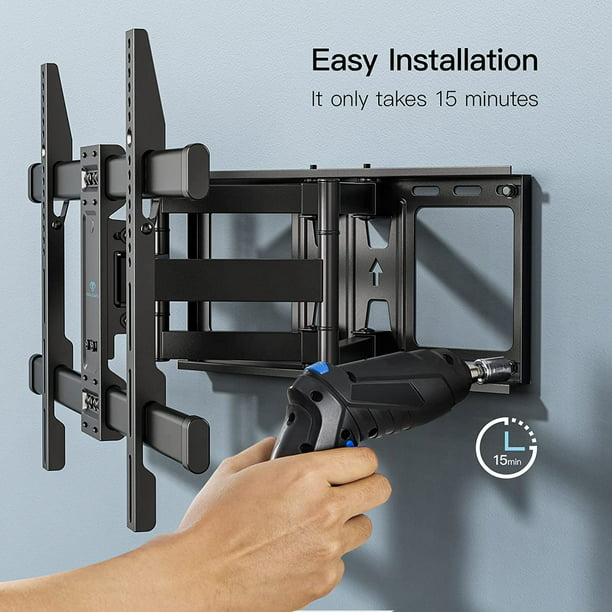 Full Motion TV Wall Mount for Most 37-75 inch TVs up to 132 lbs, Max 600x400mm, Wall Mount TV Bracket with Dual Articulating Arms, Tilt, Swivel, Extension