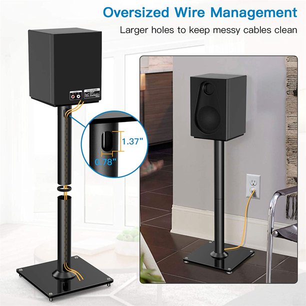 Universal Floor Speaker Stands 28 Inch for Surround Sound, Bookshelf Speakers Stands Hold up to 22lbs, 1 Pair