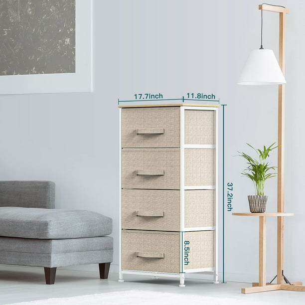 4 Drawer Fabric Dresser Storage Tower, Dresser Chest with Wood Top, Removable Storage Cabinet, Organizer Unit for Closets Bedroom Nursery Room Hallway - Walmart.com