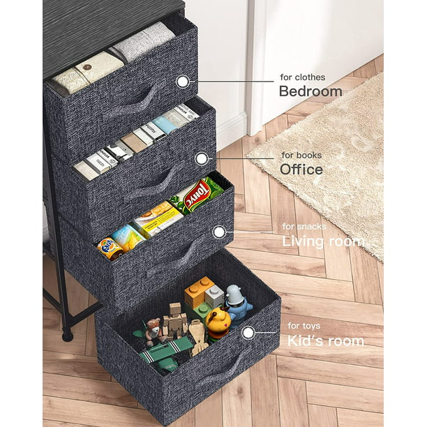 4 Drawer Fabric Dresser Storage Tower, Dresser Chest with Wood Top, Removable Storage Cabinet, Organizer Unit for Closets Bedroom Nursery Room Hallway - Walmart.com