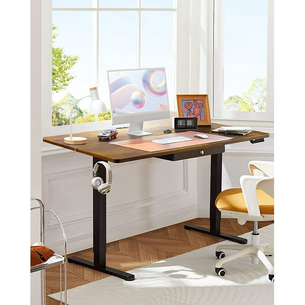 Electric Standing Desk with Drawer, Adjustable Height Sit Stand Up Desk, Home Office Desk Computer Workstation, 48x24 inch, Vintage Brown - Walmart.com