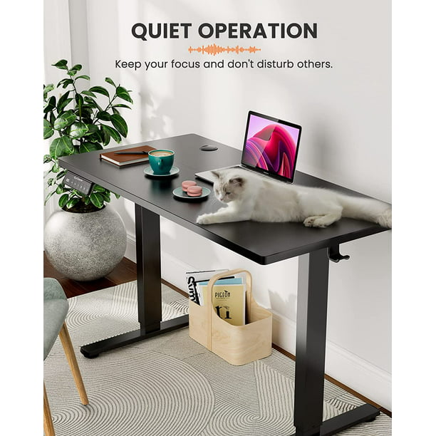 Kyspho Electric Standing Desk, Height Adjustable Sit Stand up Desk with Wheels, Memory Computer Workstation Table with Splice Board for Home Office, 48 x 24 inch, Black - Walmart.com