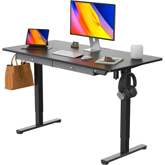 Kyspho djustable Height Electric Standing Desk with Double Drawers, 48x24 inches Sit Stand Up Desk Computer Workstation for Home Office, Black - Walmart.com