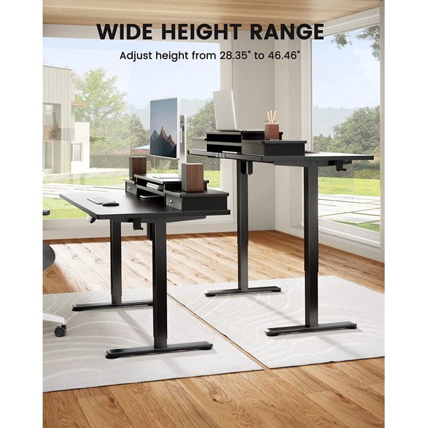 Electric Standing Desk with Double Drawers, 55x28 inch Adjustable Height Sit Stand Up Desk, Home Office Desk Computer Workstation with Storage Shelf, Black - Walmart.com