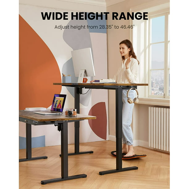 Adjustable Height Electric Standing Desk with Double Drawers, 48x24 inch Sit Stand Up Desk Computer Workstation for Home Office, Vintage Brown - Walmart.com