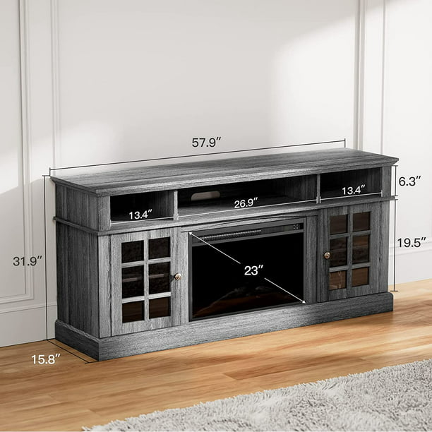 Fireplace TV Stand for TVs up to 65 Inch, Fireplace Entertainment Center with Adjustable Shelves, Fireplace Modern Farmhouse Wood TV Stand for Living Room - Walmart.com