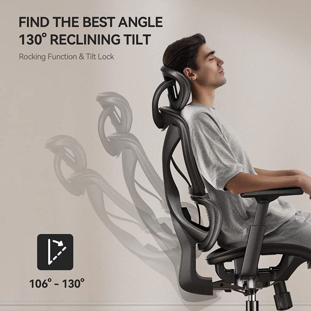 Ergonomic Home Office Chair, High Back Mesh Computer Desk Chair with Double Backrest and Adjustable Headrest, Task Chair with Lumbar Support, 3D Armrest - Walmart.com