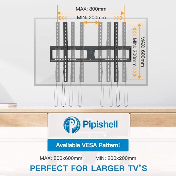 Low Profile Fixed TV Wall Mount Bracket for Most 42-90 Inch LCD OLED QLED 4K Plasma Flat Curved Screen TVs, Max 800x600mm, Fits 16 to 24 inch Wood Studs, Holds up to132lbs