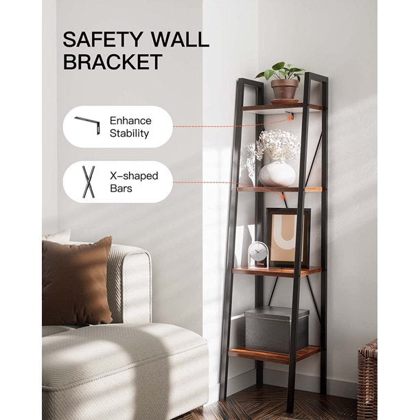 Ladder Shelf Bookcase, Bookshelf 4 Tier, Plant Flower Stand, Multipurpose Organizer Rack for Home, Office, Living Room, Balcony, Bedroom - Walmart.com