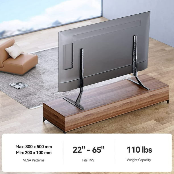 Universal Table Top TV Stand for 22-65 inch Flat Screen LCD TVs with 2 Height Adjustable Leg Stand, TV Stand Base Holds up to 110lbs, Max 800x500mm - Walmart.com