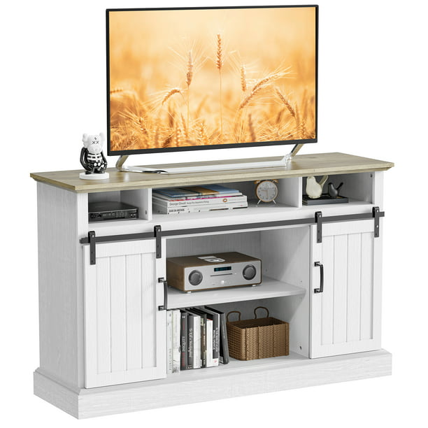 Farmhouse TV Stand Console Table with Storage Cabinet for TVs up to 65 Inch, Sliding Barn Door TV Stand with Adjustable Shelves, Max 200lbs - Walmart.com