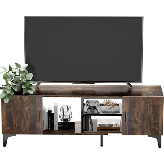 Adjustable Corner TV Stand Console Table for TVs up to 75 Inch with 3 Assembly Options, Mid-Century Retro Entertainment Center with Adjustable Storage Shelf,  Holds up to 110 lbs - Walmart.com