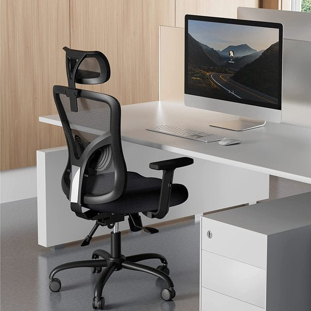 Home Office High Back Chair Mesh Lumbar Support, Swivel Computer Desk Chair with Adjustable Armrest, Max 300lbs - Walmart.com