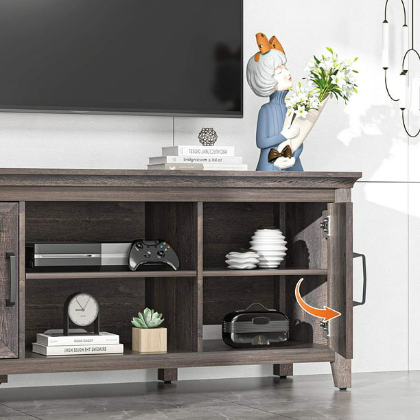 Media Console Table for TVs up to 65 inch, Wood TV Stand with Adjustable Storage Cabinet Entertainment Center for Living Room Farmhouse TV Table, Rustic - Walmart.com