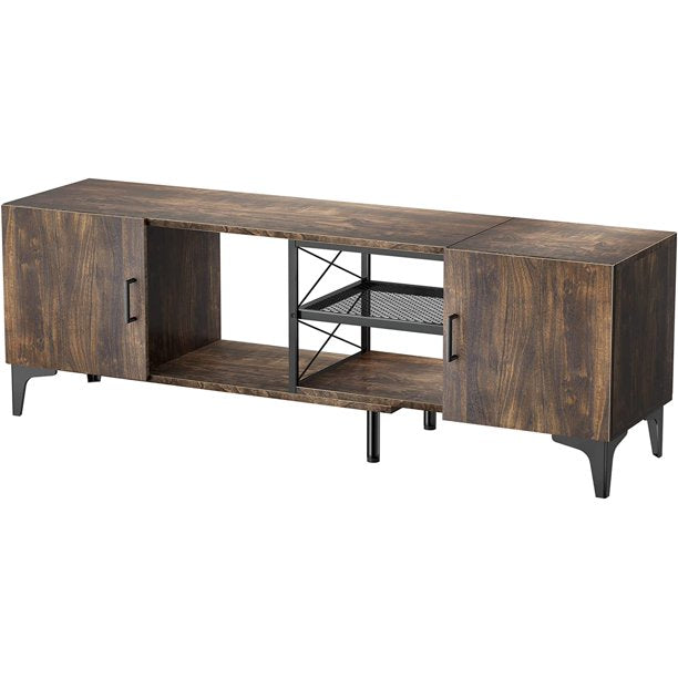 Adjustable Corner TV Stand Console Table for TVs up to 75 Inch with 3 Assembly Options, Mid-Century Retro Entertainment Center with Adjustable Storage Shelf,  Holds up to 110 lbs - Walmart.com